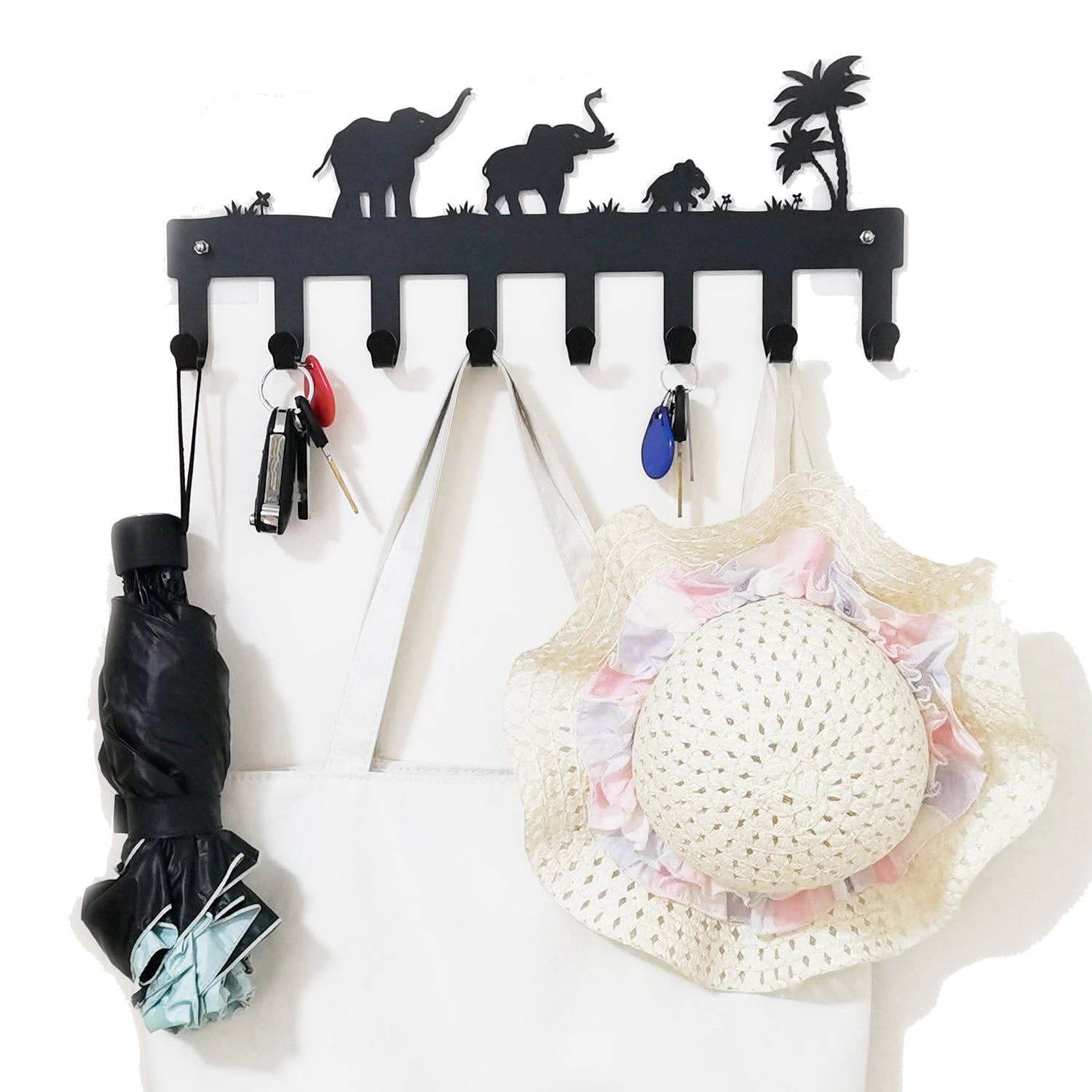 Hooks Rails Key Holder Wall Mount Hangers for Hanging Keys Bags Clothes Tools Metal Rack Organizer for Kitchen Utensils Bathroom Accessories Drill o