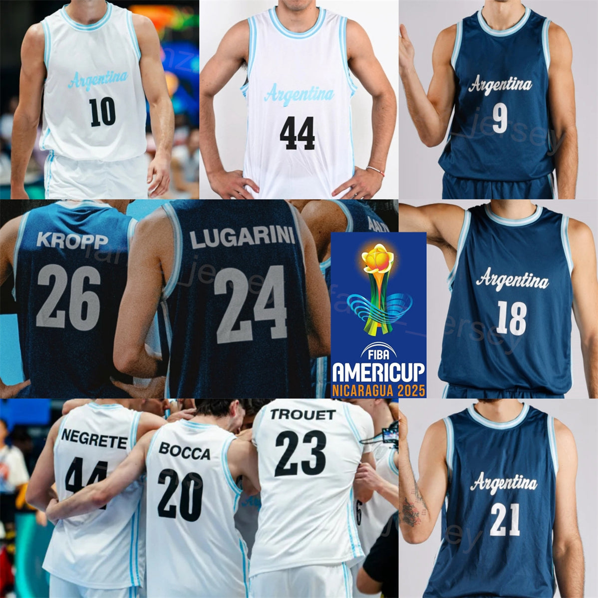 Print 25-26 AmeriCup 23 Santiago Trouet Jerseys Argentina Basketball Mans Youth Woman 20 Juan Bocca Dylan Bordon Juan Marcos Gonzalo Bressan Alex Ne