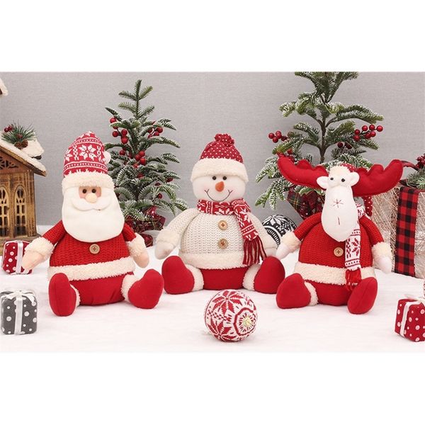 Christmas Decorations Christmas Santa Claus Snowman Reindeer Plush Doll Toy Sitting Deer Christmas Ornaments Dolls Xmas Home Party Decoratio