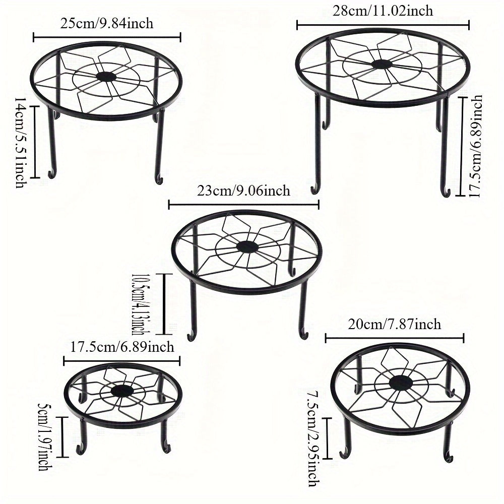 TEMU 5-4-3pcs Set, Black Metal Plant Stand, Suitable For Outdoor & Indoor Plants, Heavy-duty Planter Stand, Can Hold Plants, Rust-proof Iron Circular
