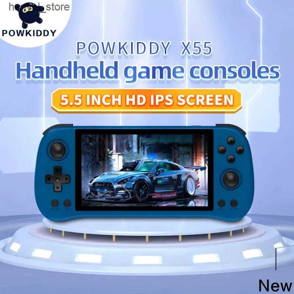 Portable Game Players New POWKIDDY X55 Handheld Game Console 5.5-inch I Screen RK3566 Open Source Retro Console TV Output Video Game Player