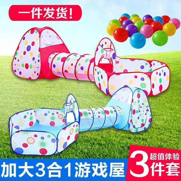 Toy Tents Outdoor baby crawling drilling tunnel tube childrens tent indoor baby toy game house ocean ball pool fence H240829