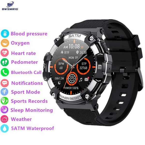 High Quality BWSMRIG New Mens Smart Watch 5ATM Waterproof BT Call Heart Rate Sleep Monitoring Outdoor Sports Fitness Smart Watch for Men O24