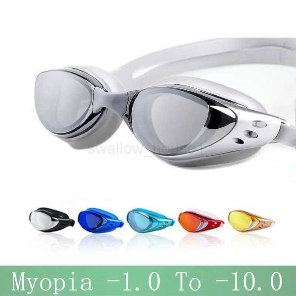 Myopia Swimming glasses -1.0~-10 Waterproof Anti-Fog Prescription swim eyewear water Silicone Big diving goggles Men WomenXJ240806