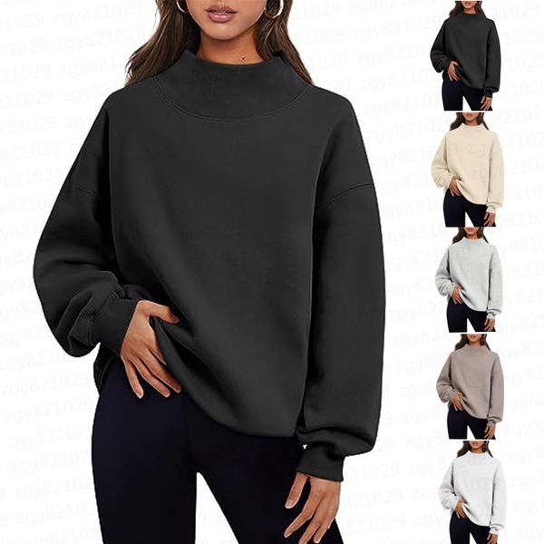 Autumn Winter NO Zipper High Stand Collar Pullover Top for Womens Warm and Fleece Thick Sports Hoodie External Wear F3