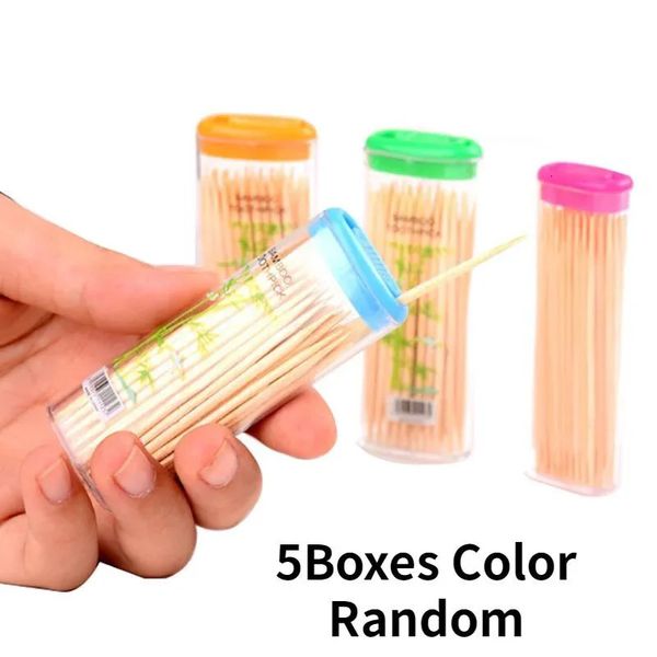 5 Box Oral Care Disposable BambooToothpicks Travel Teeth Cleaning Tool Color Random 241224