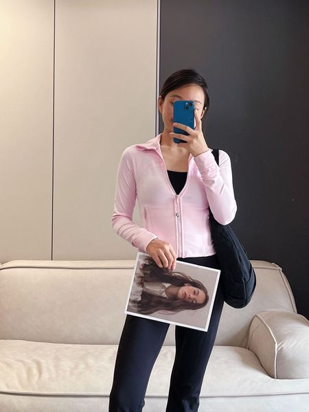 Women Yoga Cropped DF Jacket Outfit Womens Zipper Nu Activewear Slim Fit Zip Thumb Hole Running Workout Fitness Jackets L1015