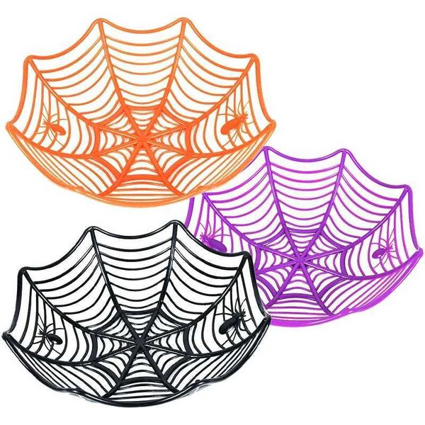 Festive Other Black Spider Web Bowl Fruit Plate Candy Biscuit Basket Trick or Treat Halloween Party Decoration Supplies Kids Gi z240717 Deca