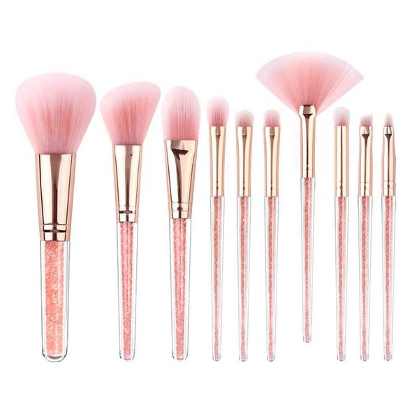 B Eyeshadow Brush Set Diamond Crystal Pink Makeup Brush Storage Kit Foundation Brush Makeup ToolsC250111