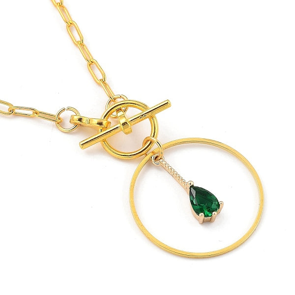 Collares pendientes de vidrio transparente en forma de lágrima