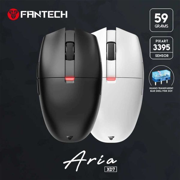 Mice Fantech ARIA XD7 Gaming Mouse 59g Mouse PIXART 3395 Wireless and Wireless Mouse Huano 80 Million TTC Gold Encoder J240830