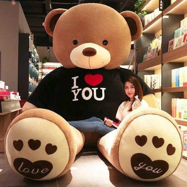 Plush Dolls 100cm plush toy teddy bear giant T-shirt soft filled animal pillow doll barbecue friend child wife birthday Valentines Day decor