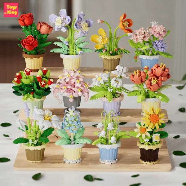 1 mini juicy flowerpot building block simulation flower assembly brick model childrens toy home decoration series gift CL240827