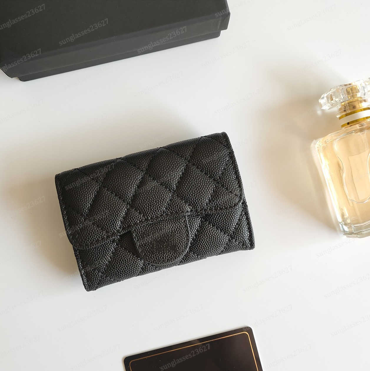 Wallets Wallet Designer Woman Coin Pouch Credit Card Holders Purses Designer Woman Handbag High Quality Genuine Leather Gold C Letter Small Flap Bag