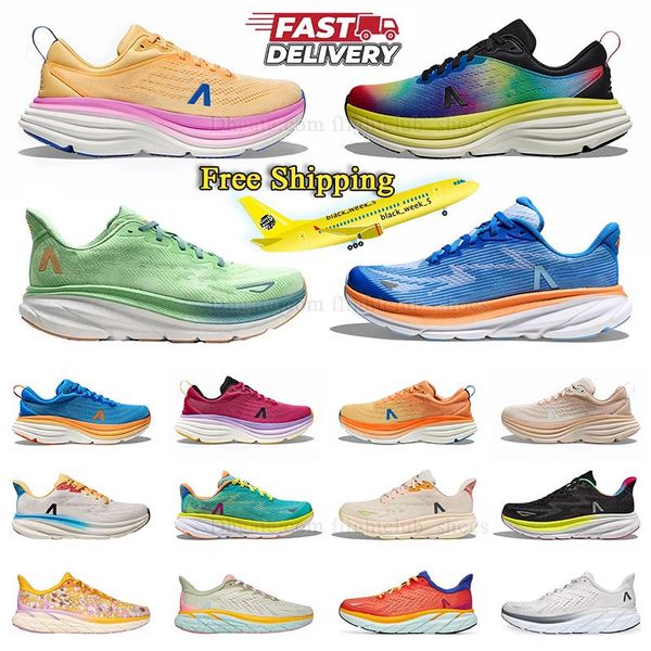 free shipping running shoes sneakers for men bondi 8 one one clifton 9 Peach Coastal Sky All Aboard big size us12 13 eur 46 47 chaussure dhg