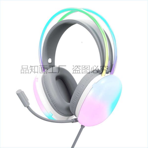 Headphones with microphone, colorful lights, wired headphones, headset, laptop, gaming