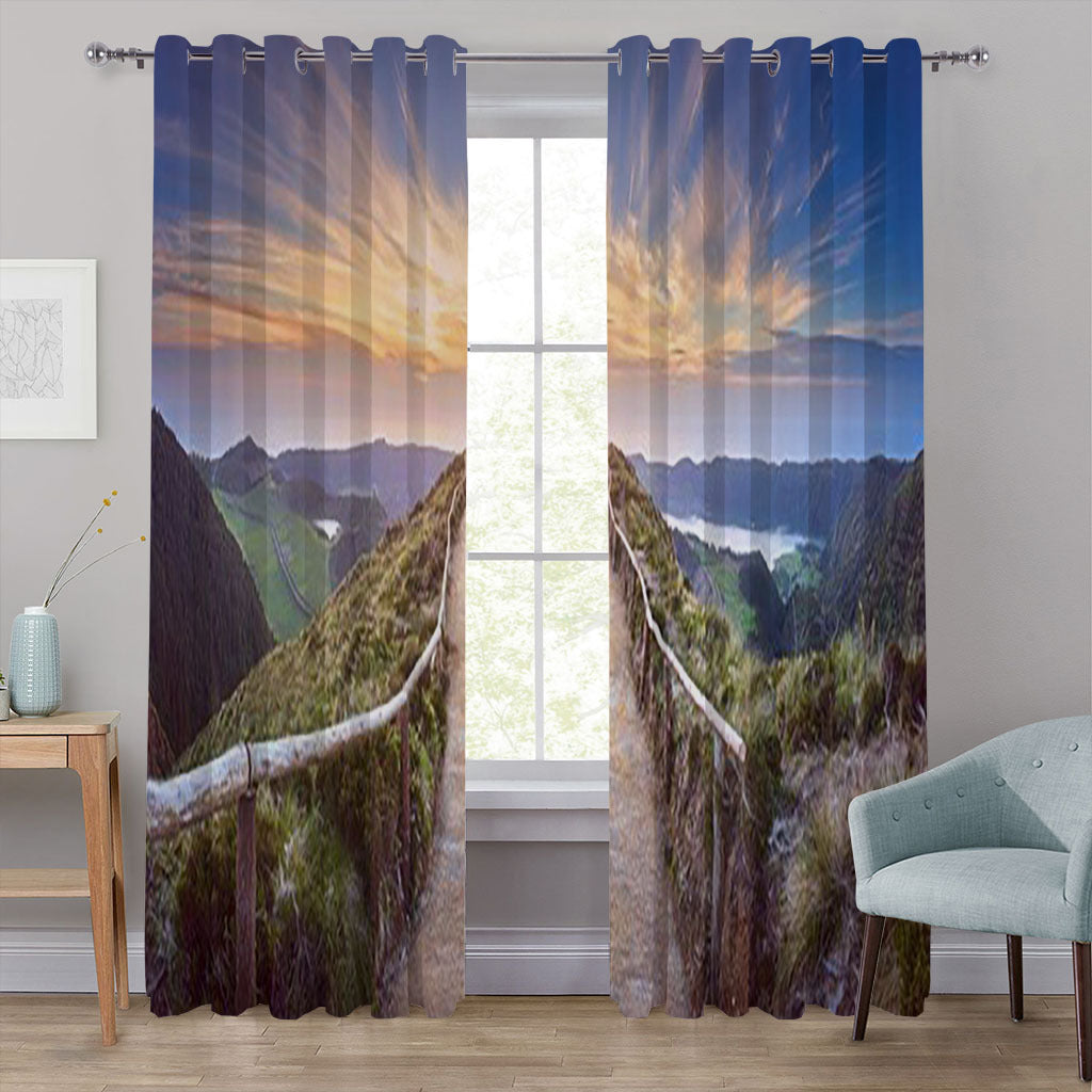 YL-37150 high-precision custom window 3D curtain printing finished product landscape wave curtain blackout curtain