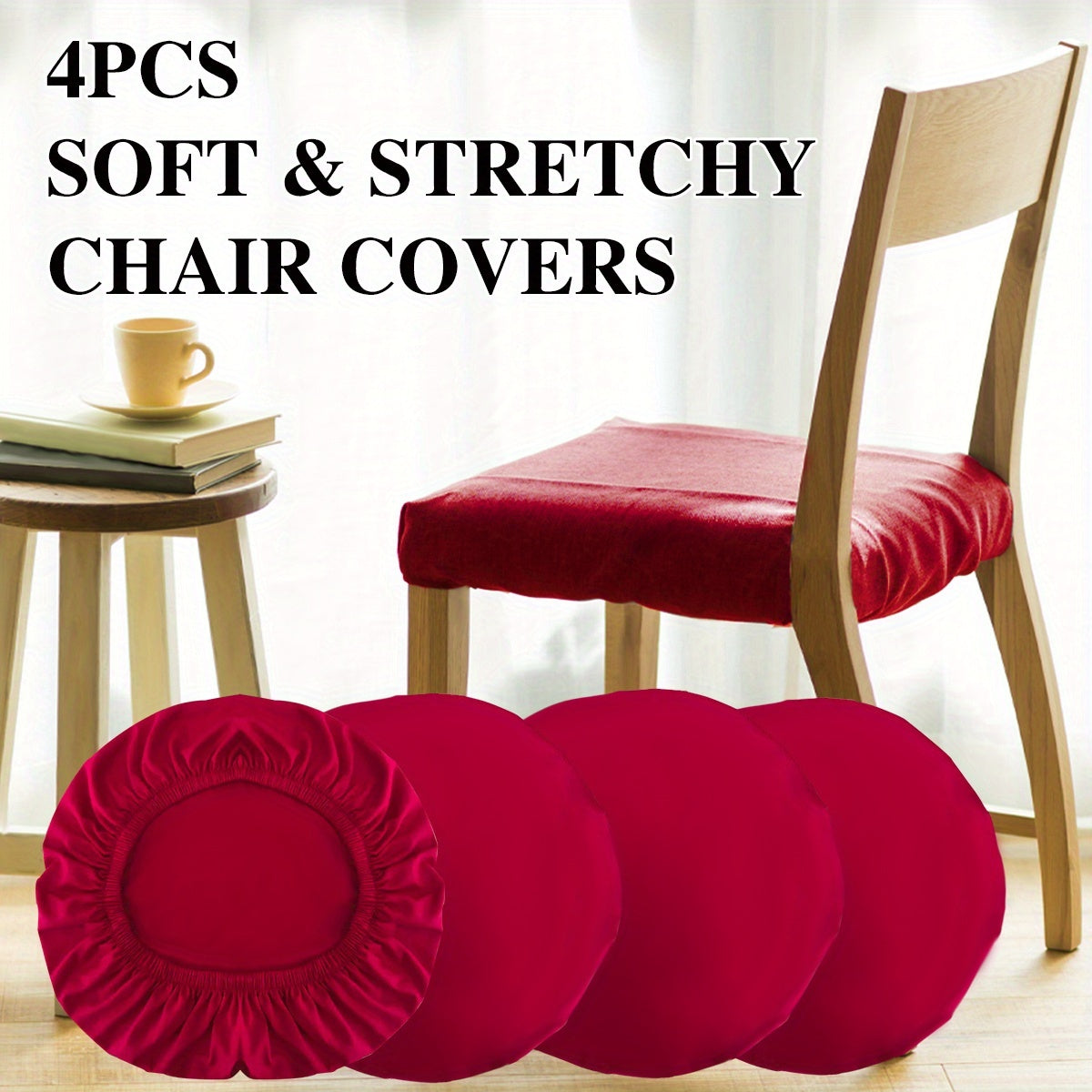 TEMU 4pcs Solid Color Brushed High Chair Cover, And Comfortable Chair Cover Dust-proof And Stain Resistant Chair Cover Suitable For Dining Chairs
