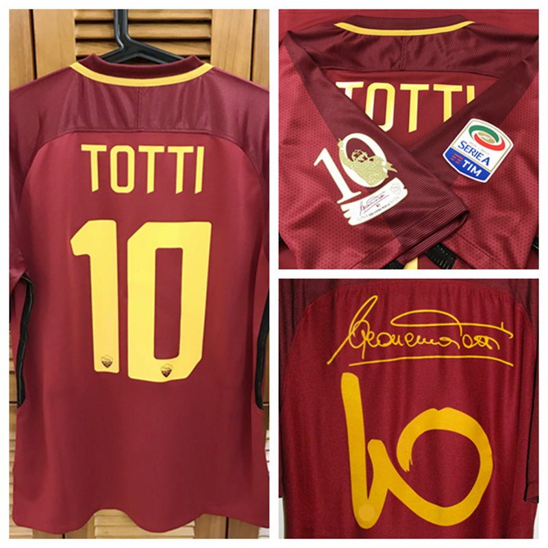 vintage classic retro 16-17 last game Home Shirt Jersey Short Sleeves Totti Retire Custom Name Number Patches Sponsor