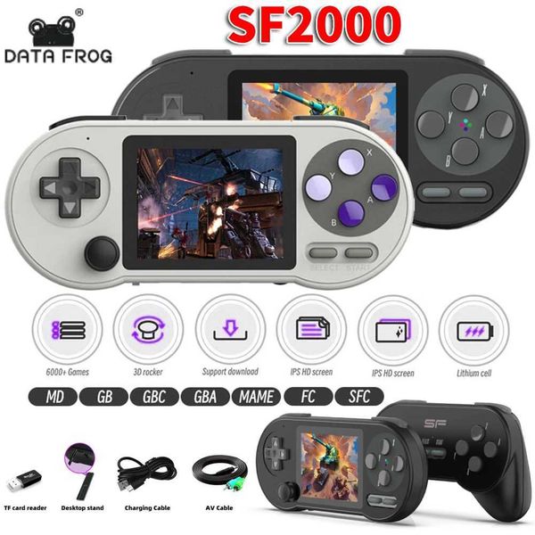 Game machine DATA FROG SF2000 3 inch Handheld Game Console Player Mini Portable Game Console Built-in 6000 Games Retro Game port AV Output Z