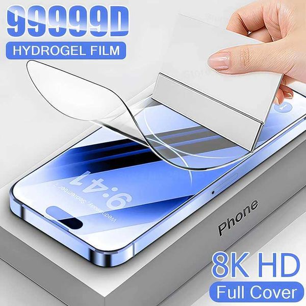 1-4Pcs Screen Protector For iPhone 15 14 Pro Max 8 7 14 Plus Full Cover Hydrogel Film For 13 12 Mini 11 Pro XS Max XR Not Glass M250120