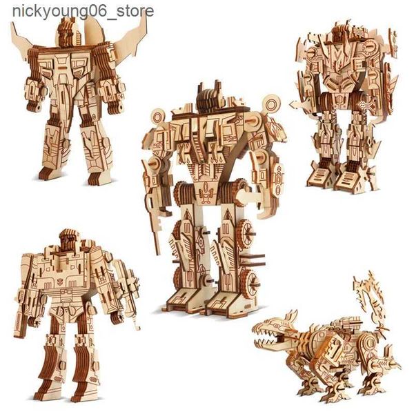 3D Puzzles Wood Craft Assembly Construction Sets Wooden 3D Puzzle Robot Model Science Series DIY Handmade Game Assembly Gift for Children L2