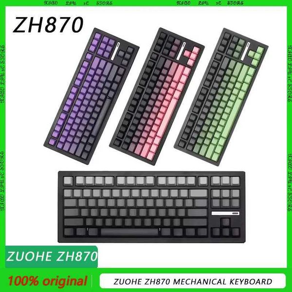 ohe ZH870 Mechanical Keyboard Bluetooth Wireless RGB PBT Keycap Hot Swap 3 mode office Customized Gaming Keyboards laptop Gift S2410251