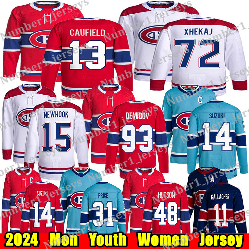 #13 Cole Caufield montreal hockey jersey #14 Nick Suzuki Lane Hutson Juraj Slafkovsky canadians jersey Ivan Demidov Patrik Laine Carey Price Arber X