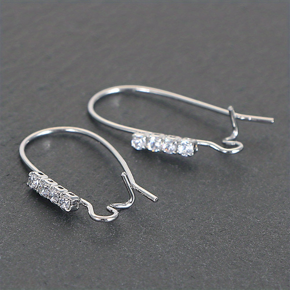 TEMU 4pcs 12x25mm Designer Golden Plating Brass Hoops Zirconia Ear Wire Hooks For Diy Earring Ear Piecing Jewelry Making