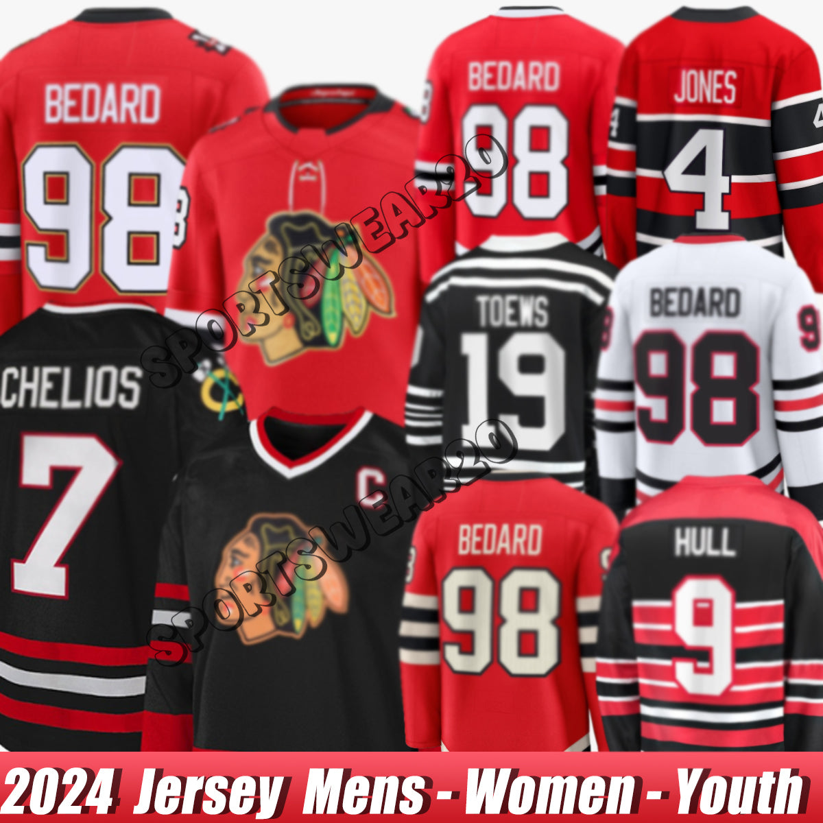 Chicagocity BlackhawksS jersey #98 Bedard #86 Teravainen Teuvo Teravainen #00 Griswold Petr Mrazek #34 Mrazek #23 Kurashev #55 Levshunov Taylor Hall