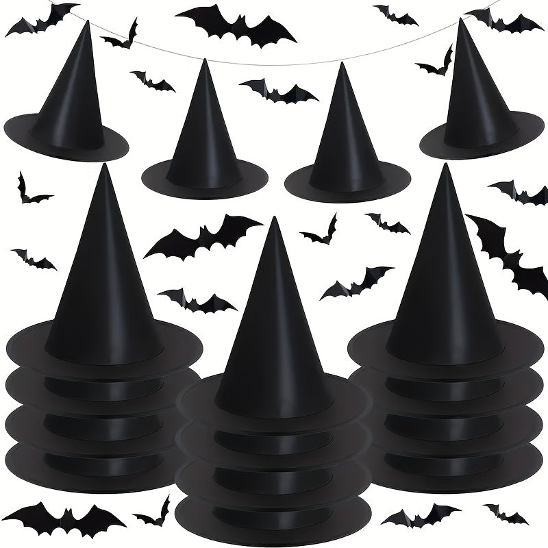 TEMU 12pcs Halloween Hats, Black Hat For Halloween Party Hanging Decorations Indoor And Outdoor Halloween Party Supplied, Bats Wall Decor 120pcs 3d