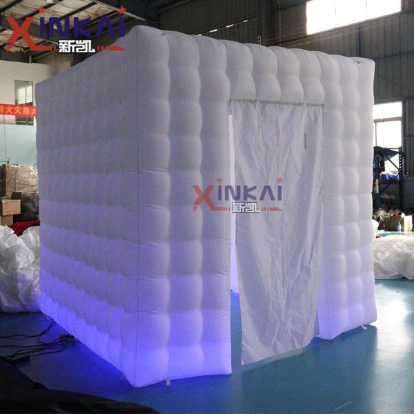 wholesale White Inflatable Cube Photo Booth portable photobooth Tent With Led Lighting For Party Wedding Event