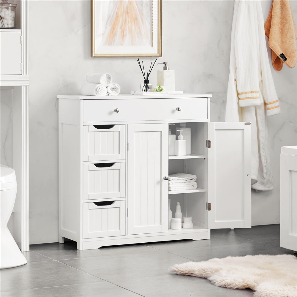 TEMU Bathroom Storage Cabinet With 4 Drawers & 2 Doors, Moisture-resistant Modern Cabinet Organizer With Adjustable Shelf, Bathroom Furniture, Ideal