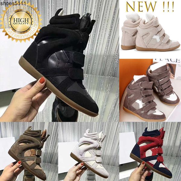 2025 Novas cores Isabelle marant preto genuíno de couro genuíno real bekett bekett camurça de camurça com cunha de moda calda shoes marants