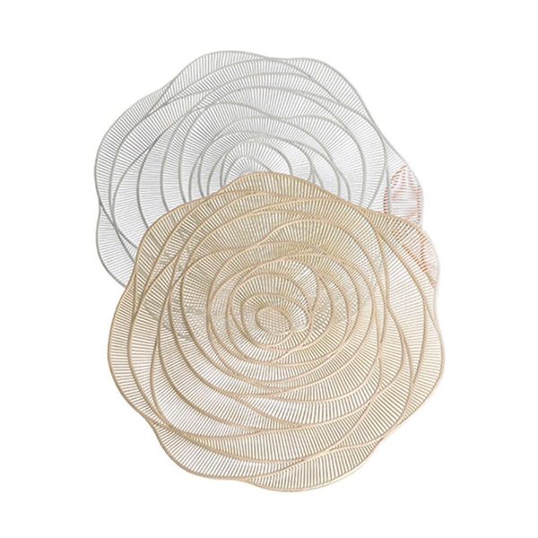 Rose Flower Shaped Place Mat PVC Table Water Bottle Mats Restaurant Coffee Beverage Mat Placemats Bar Kitchen Tool Mantel Individual Con For