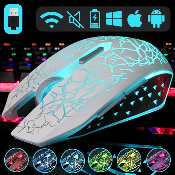 Mice Ergonomic wireless gaming mouse 2.4G RGB Mute Mause 1600 dpi rechargeable mechanical mouse CL241230