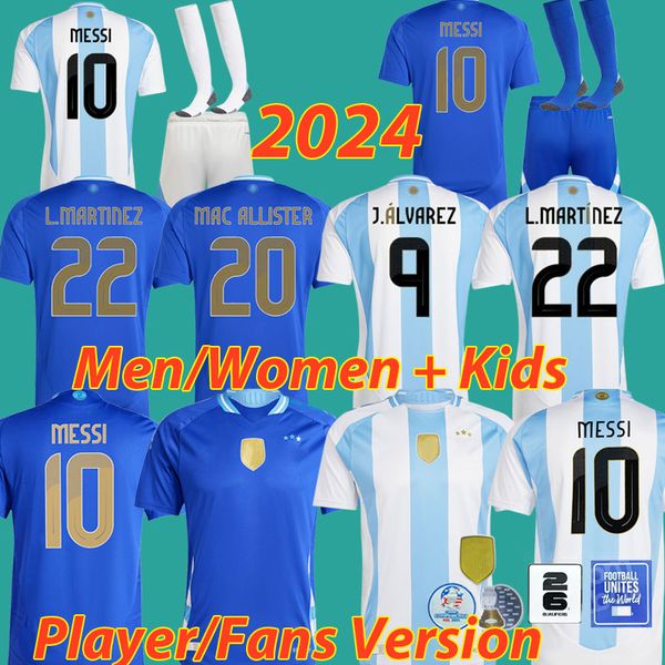 2024 Argentina 3 Stars soccer Jerseys copa Fans player version DYBALA MARTINEZ TAGLIAFICO Maradona football shirts 24 25 di maria ALVAREZ 3X