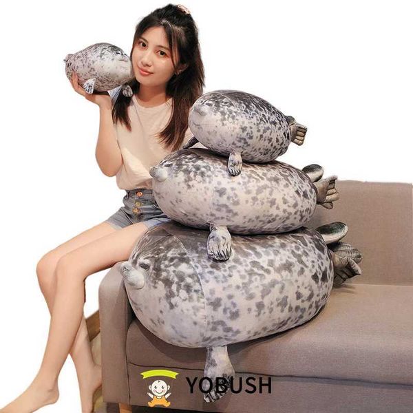 Plush Dolls NEW 80cm Giant Seal Lifelike Grey Sea Lion Aquatic Animal Soft Stuffed Doll HOT INS Plushie Gift z241122