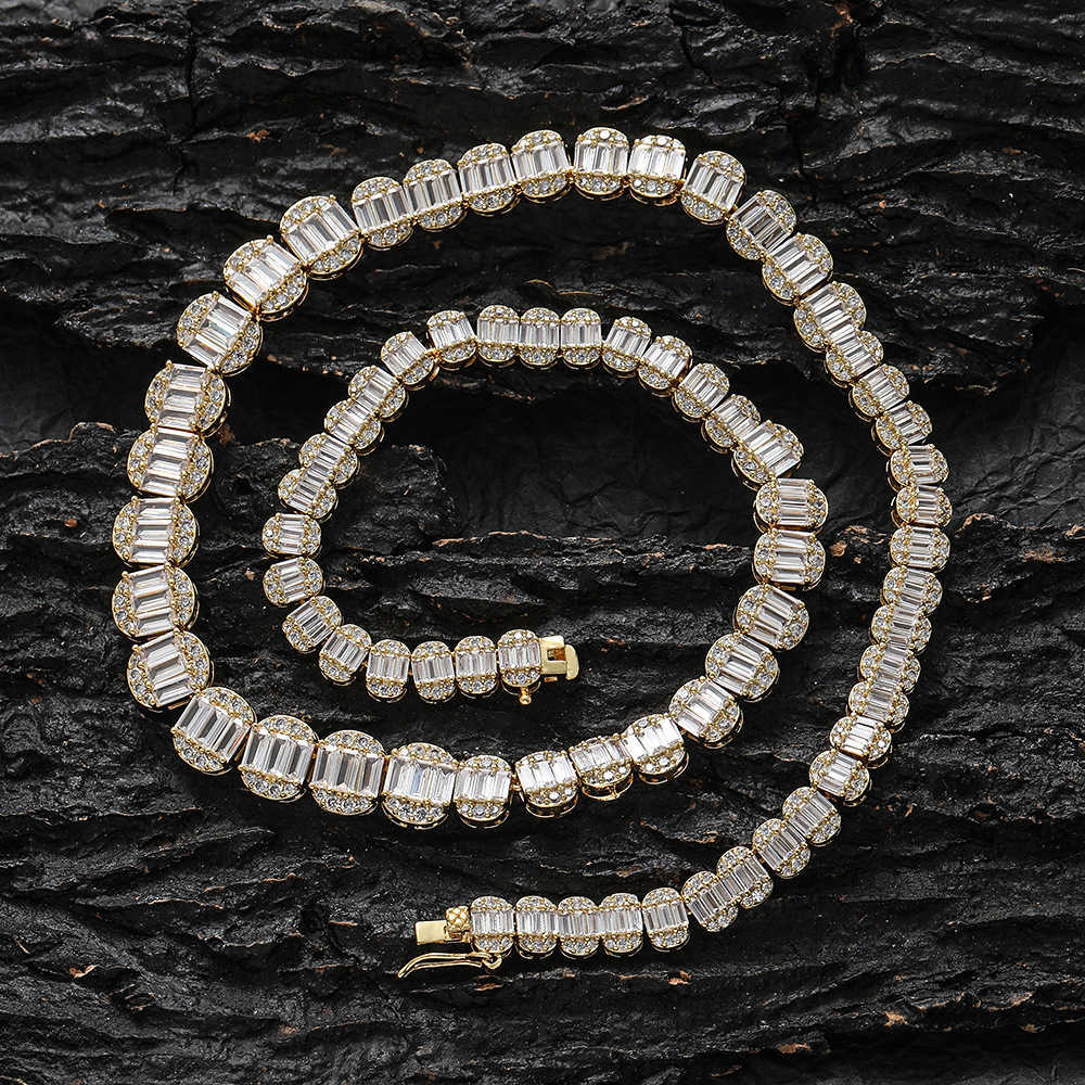 New Gradual Size Cubic Zircon Tennis Chain Necklace Choker Hip Hop Mens Womens Tennis Chains Splice Baguette Cz Zirconia Maimi Rapper Wolf Tide Jewe