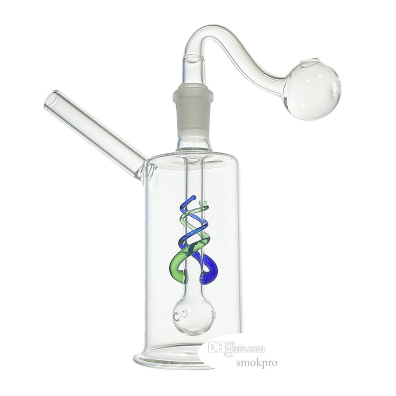 No Tariff - Glass Oil Burner Pipe Mini Bubbler Dab Rig Water Bong With 14mm Male Curved Smoking Bowl Attachment