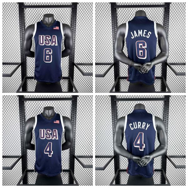 Embroidery Basketball Jersey 2024 USA team Olympiad Curry Tatum Edwards Durant Basketball Shirts