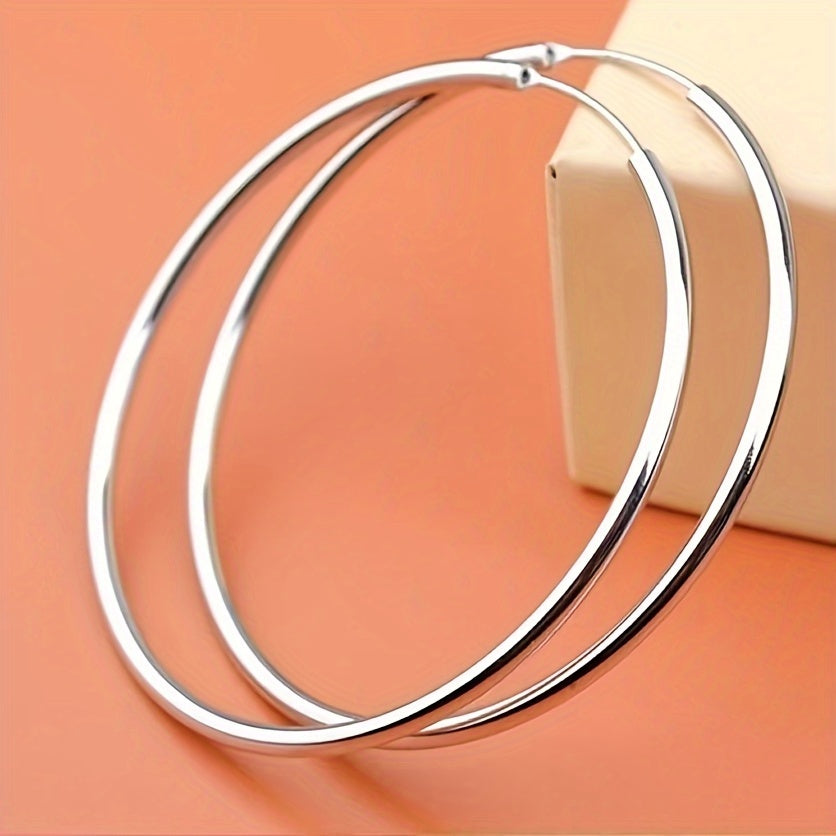 TEMU 925 Sterling Silvery Women' Earrings Lightweight Infinity Silvery Thin Hoops
