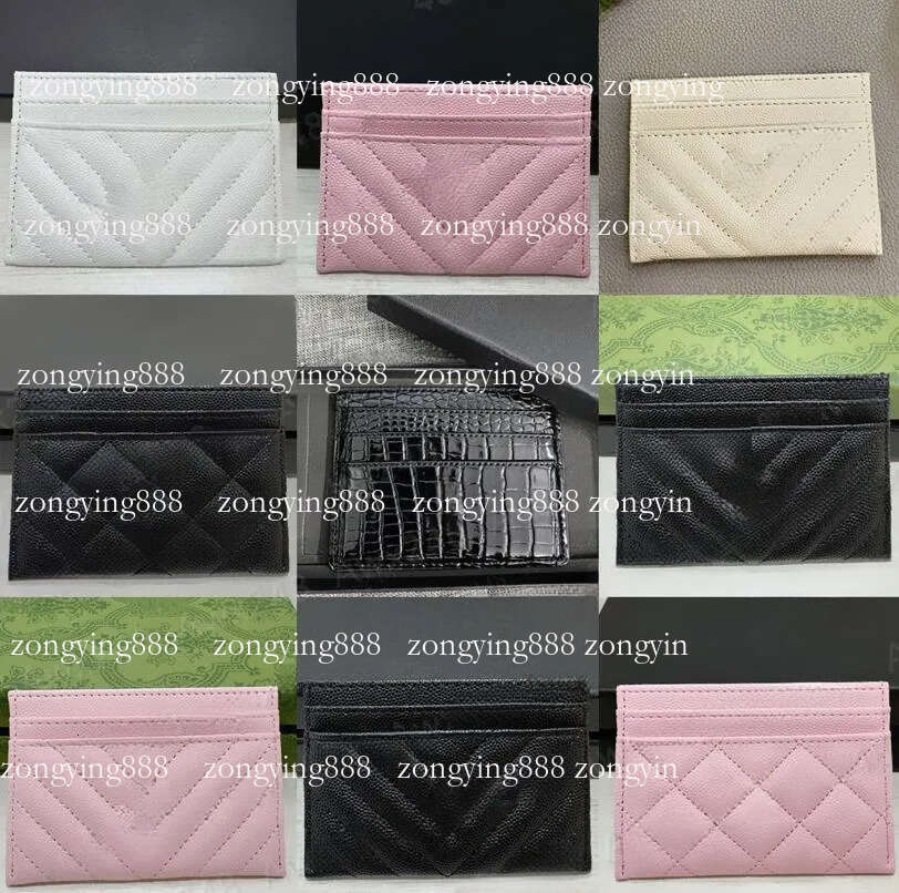 Caviar Sheepskin Card Holder Leather Purse Designer Fashion Womens Purses Mens Credit Cards Wallet Bag Travel Documents Passport Holders With Box 5A