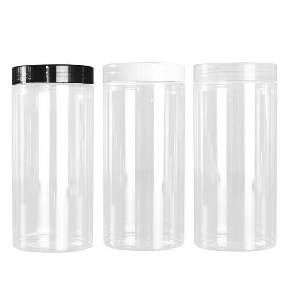 500ml Diameter 68mm Plastic Cosmetic Packaging Bottle Clear PET Food Candy Packaging Pots Aluminum Screw Lid Empty Flower Tea Jars