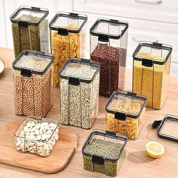 2 transparent plastic food cans sed square fresh dried fruit sps tea storage box Y241104