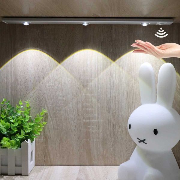 USB Rechargeable Smart PIR Motion Sensor LED Bar Light Cat Eye Spot Lights Kitchen Cabinet Lamp Home Decor Night Light 30CM 40CM Y240814
