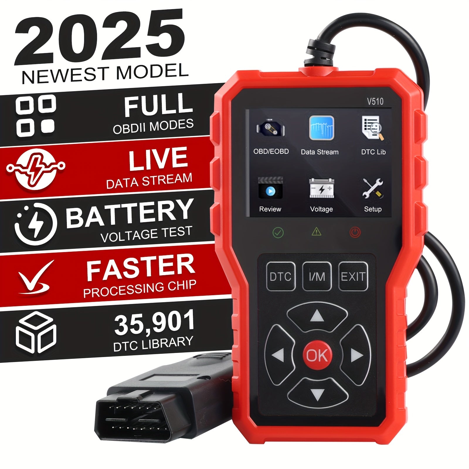 TEMU 2024 Advanced Scanner Diagnostic Tool - Complete Functionality, Engine Code Reader With Mode 6 & 8, Usb Powered, Fits All Obdii-eobd Vehicles ,