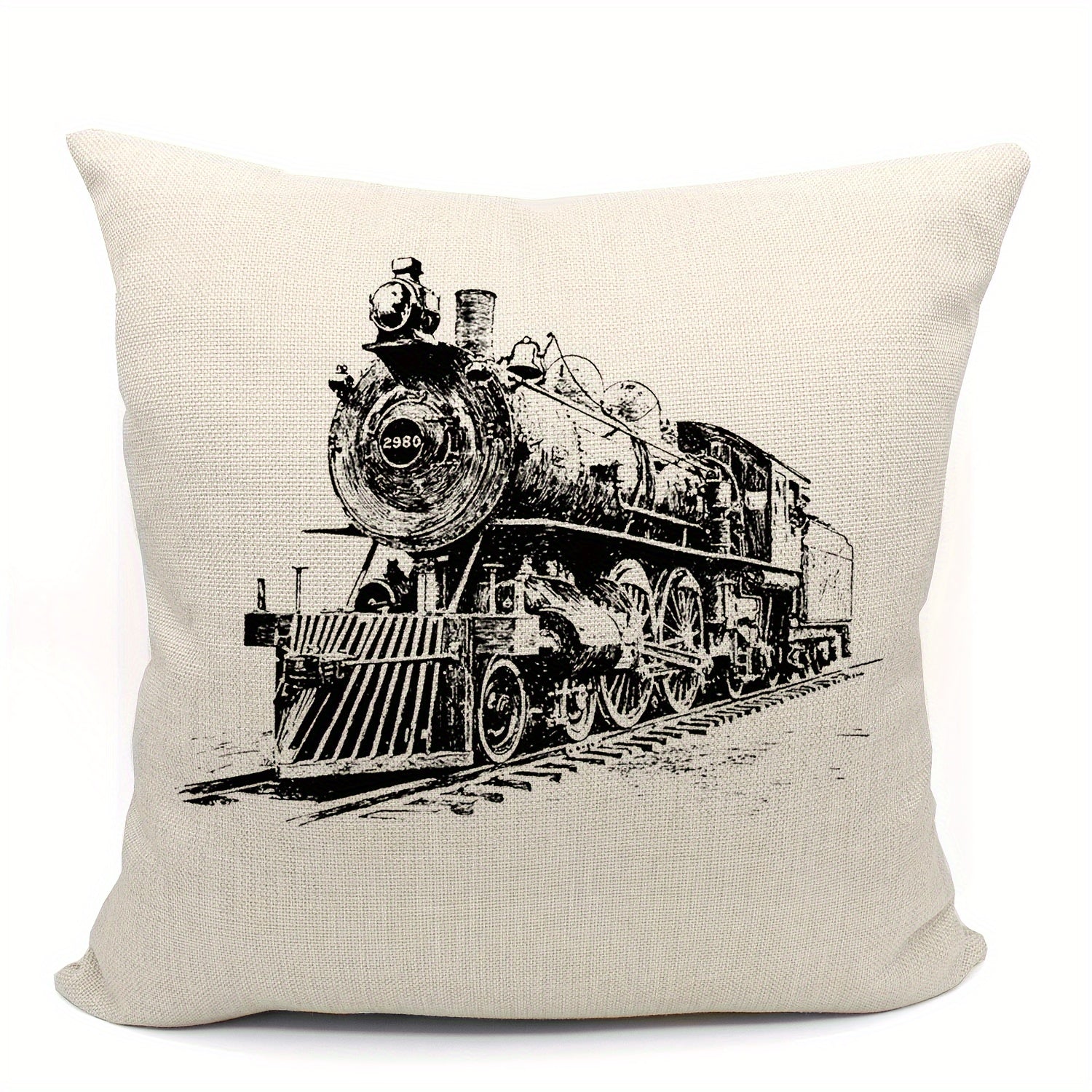 TEMU 1pc Train Themed Room Decor Gifts For Train Lovers Train Gifts For Train Decor Cushion Cover Couch Bed Short Plush Decor 18x18 Inch, Home Decor,