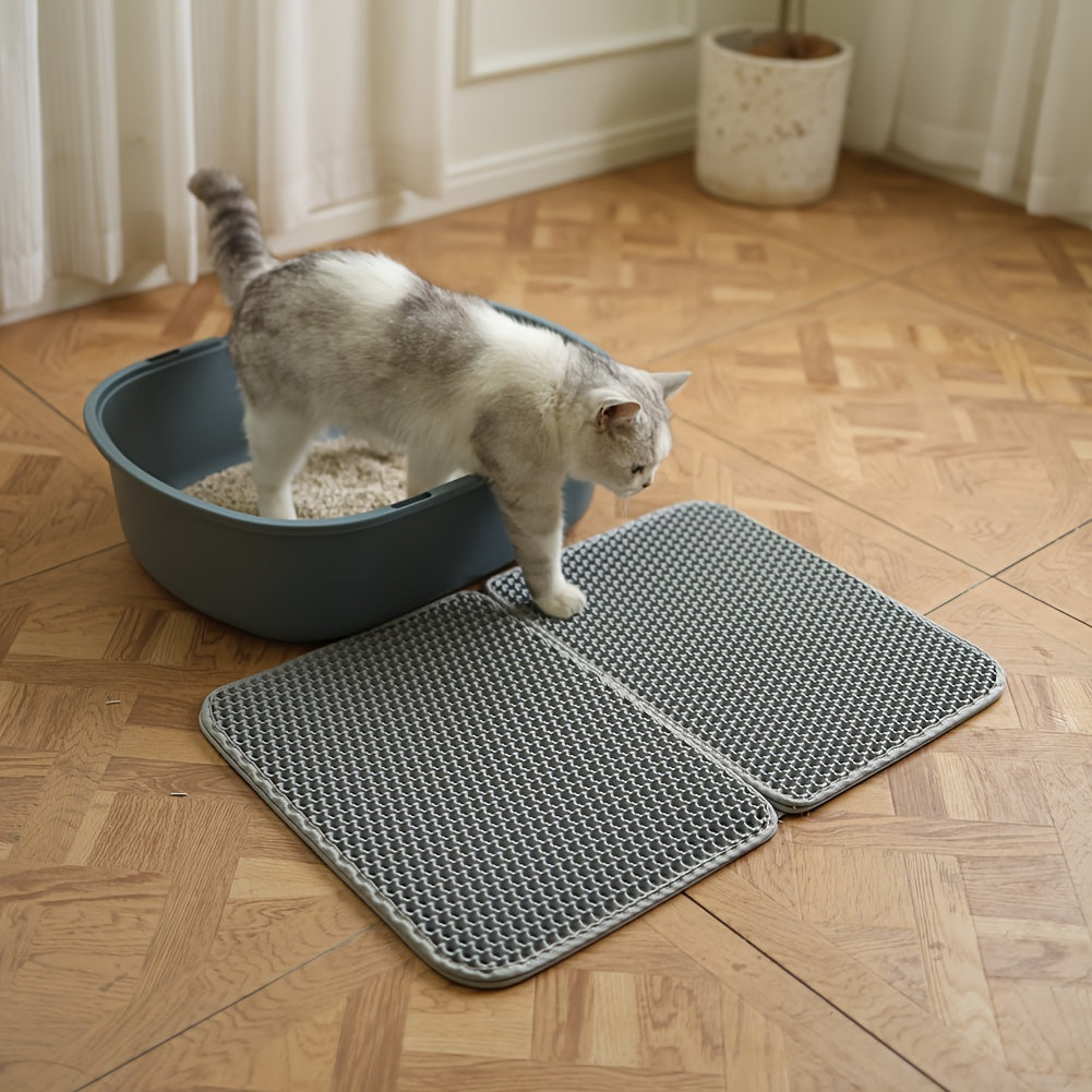 TEMU Furbulous Cat Litter Mat Eva Honeycomb Design Folding Mat Double Layer Large Aperture Sand Filter Mat 43.5*33.5*2.5cm