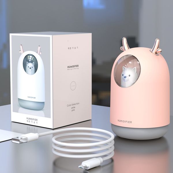 Humidifiers Essential Oils Diffusers Home Appliances USB Humidifier 300ml Cute Pet Ultrasonic Cool Mist Aroma Air Oil Diffuser Romantic Colo